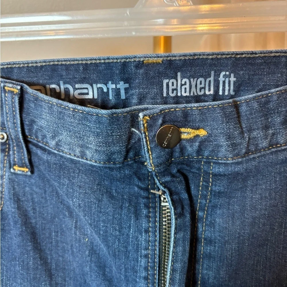 Carhartt Men's Relaxed Fit Seat and Thigh Straight Leg Blue Jeans Rugged Flex